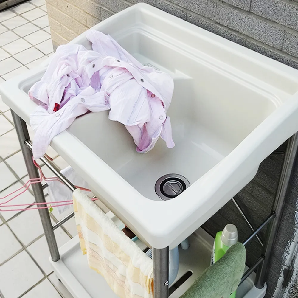 【Abis】豪華升級款ABS塑鋼洗衣槽/水槽/不鏽鋼腳架(免組裝)