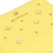 【CLATHAS】山茶花金屬小花裝飾質感羊皮零錢短夾(檸檬黃)