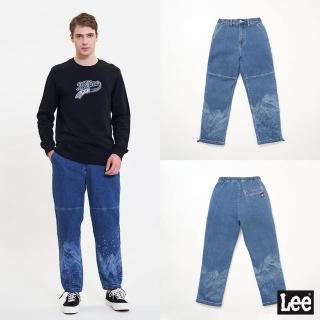 【Lee】出清品-男裝 牛仔褲 / 褲管印花 鬆緊腰帶 縮口褲 中藍洗水 / X-LINE 系列(LL220256561)