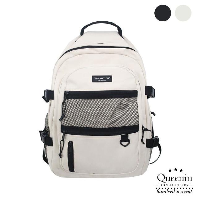 【DF Queenin】母親節禮物 日系原宿風有網袋防潑水後背包