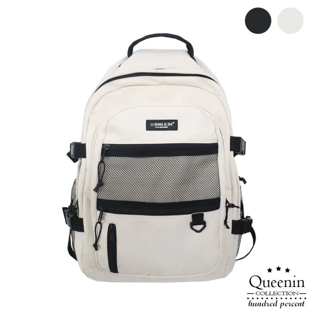 【DF Queenin】雙11 日系原宿風有網袋防潑水後背包 防水包