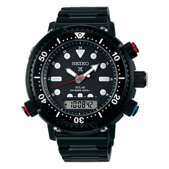 【SEIKO 精工】Prospex DIVER SCUBA 雙顯潛水錶40週年限量款太陽能表款 46.9mm(SNJ037P1/H855-00C0SD)