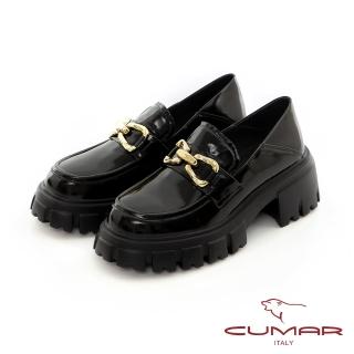 【CUMAR】厚底鋸齒鎖鏈樂福鞋(黑色)