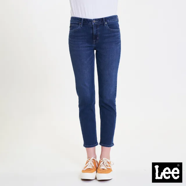 【Lee】出清品-女裝 牛仔褲 / 401 中腰標準小直筒 九分褲 深藍洗水(LL220126BME)