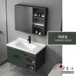 【品愛生活】時尚太空鋁陶瓷盆懸掛浴櫃洗手台-80CM(附鏡櫃)