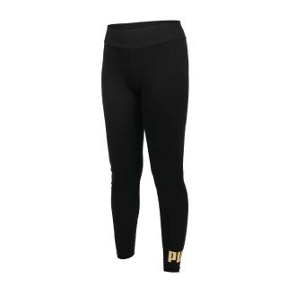 【PUMA】女基本系列ESS+ METALLIC緊身長褲-歐規 緊身褲 瑜珈 運動長褲 黑白(84830701)