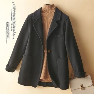 【巴黎精品】現貨+預購 真 100%羊毛大衣 毛呢外套(保暖短版學院風清新單扣女外套6色p1ag25)