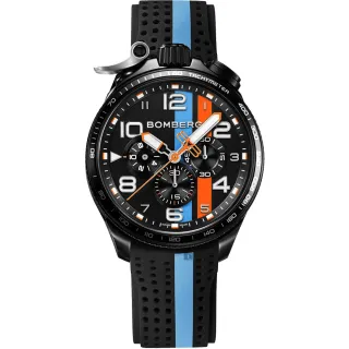 【BOMBERG】炸彈錶 Bolt-68 Racing 黑色XL復古賽車三眼計時手錶-45mm 新年 禮物 推薦(BS45CHPBA.059-6.10)