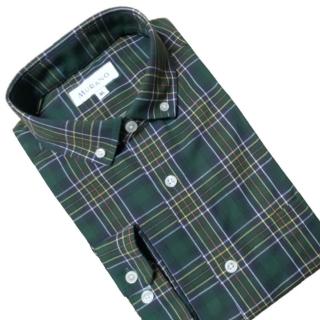 【MURANO】男格條紋長袖襯衫-深藍綠 M-2XL(臺灣製、現貨、長袖、格紋)