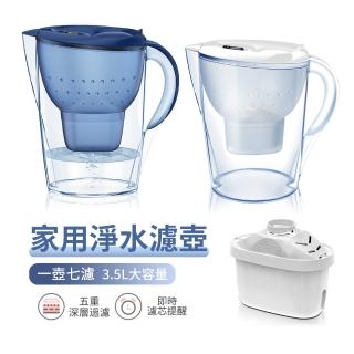 【ANTIAN】家用廚房淨水除垢濾水壺 自來水濾水器 過濾水壺 3.5L(附1入濾芯 母親節禮物)