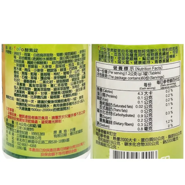 SOFO】酵素錠1罐入(180錠/罐) - momo購物網- 好評推薦-2023年9月