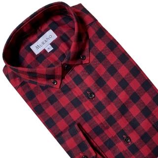 【MURANO】經典格紋長袖襯衫-紅底黑格 M-2XL(臺灣製、現貨、長袖、格紋)