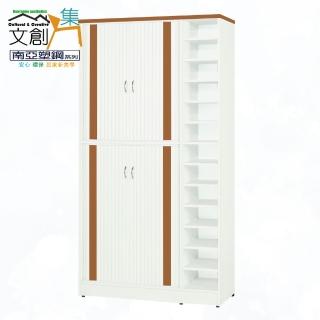【文創集】南亞塑鋼 賴恩多彩3.3尺上下雙層雙側開捲門半開放高鞋櫃(三色可選)