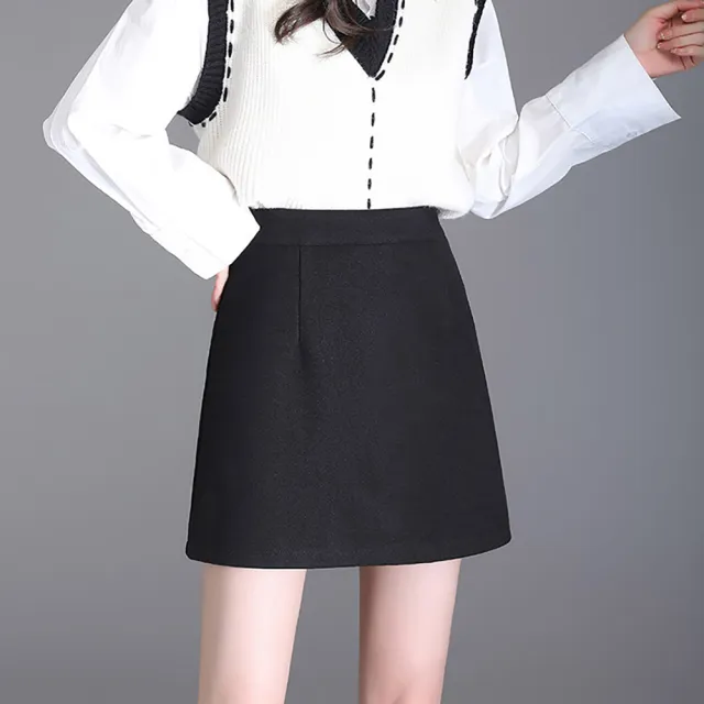 【麗質達人】2232簡約毛呢百搭裙-二色AA(M-5XL)