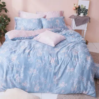 【戀家小舖】60支300織100%天絲床包枕套組-綠葉扶花(雙人)