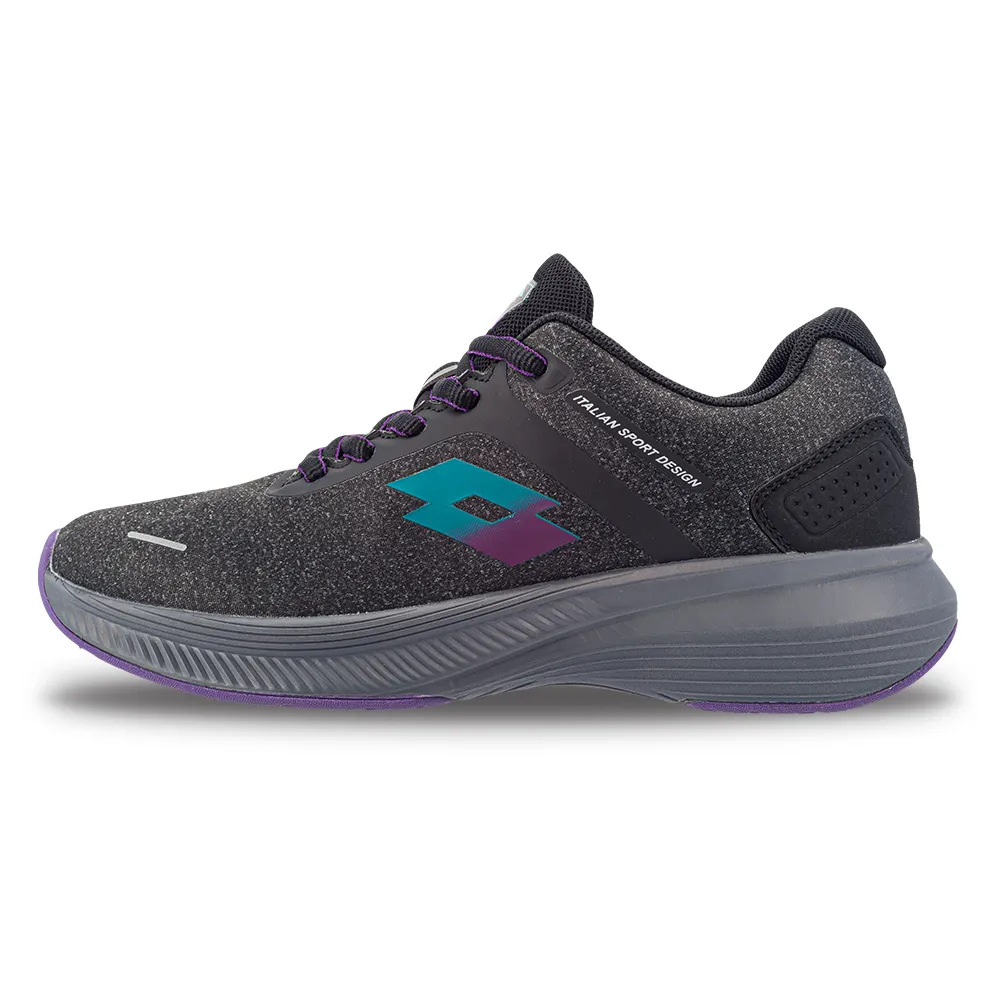 【LOTTO】女 輕步 防潑水輕量跑鞋(黑紫-LT2AWR7120)