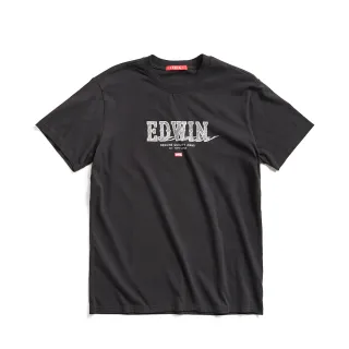 【EDWIN】男裝 網路獨家↘精緻素描LOGO短袖T恤(黑色)