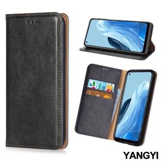 【YANG YI 揚邑】OPPO Reno7 Z 磁吸側翻書本可立式插卡皮套真皮紋抗摔手機殼