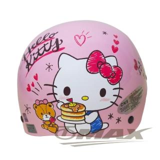 【HELLO KITTY】鬆餅Kitty兒童機車安全帽-粉紅色(贈短鏡片)