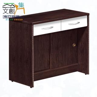 【文創集】南亞塑鋼 雪菲多彩2.9尺二抽下推門塑鋼書桌(二色可選)