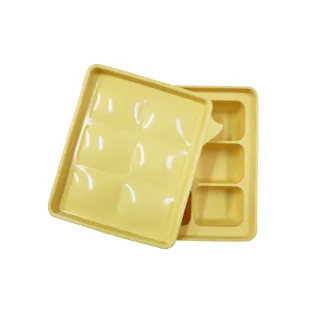 【BABY JOY】冰分樂多功能食物製冰盒 6格 鵝黃(獨家上蓋 副食品分裝盒 保存盒 冰磚 製冰盒)