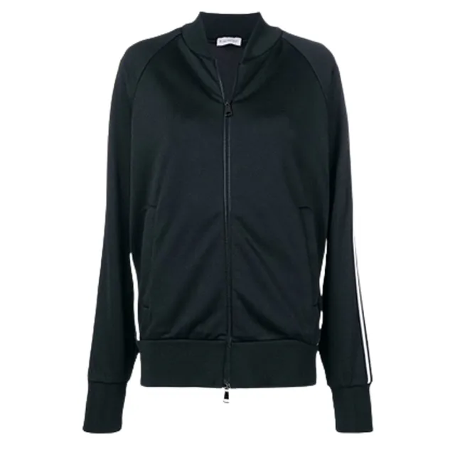 【MONCLER】女款 左臂品牌LOGO 拉鍊運動外套-黑色(1號USA-S)