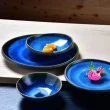 【YU Living 信歐傢居】藍色流釉陶瓷餐盤 盤子 10吋盤(藍色/寬26.5cm)