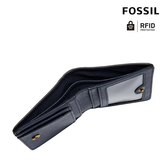 【FOSSIL】Logan 真皮RFID防盜短夾-經典藍 SL7829545 出國必備