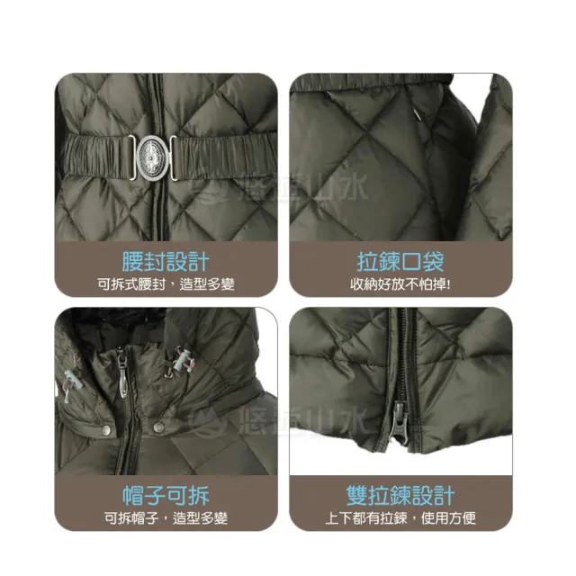 【Wildland 荒野】女 輕量四層700FP中長羽絨衣《可可綠》0A32101/連帽外套/羽絨外套/保暖外套/(悠遊山水)