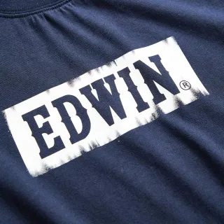 【EDWIN】男裝 網路獨家↘工業風格經典LOGO短袖T恤(丈青色)