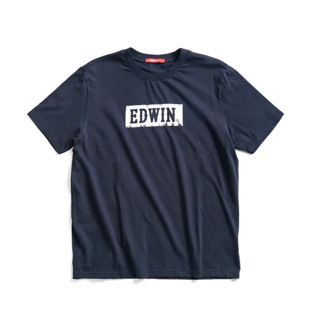 【EDWIN】男裝 網路獨家↘工業風格經典LOGO短袖T恤(丈青色)