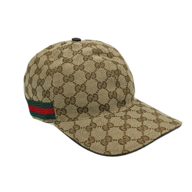 【GUCCI 古馳】經典雙G logo帆布棒球帽(咖)