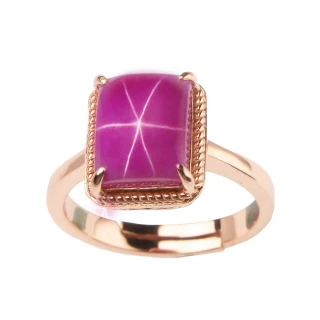【Hommy Jewelry】方形點珠設計款｜紅寶石戒指(法國星鑽 六道星芒)