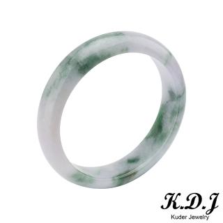 【K.D.J 圓融珠寶】紫羅蘭飄綠花翡翠手鐲玉鐲天然A貨(18.5圍平安鐲隨機出貨)