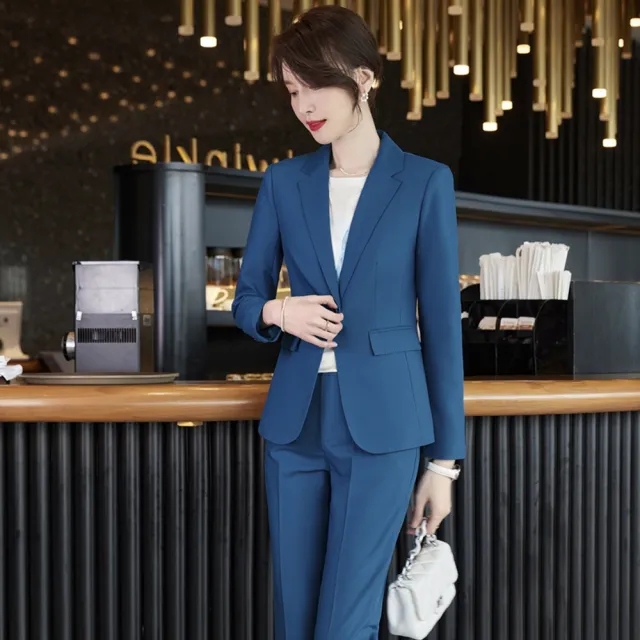 【米蘭精品】現貨+預購 西裝套裝兩件套(修身外套時尚長褲女職業西裝3色74ct58)