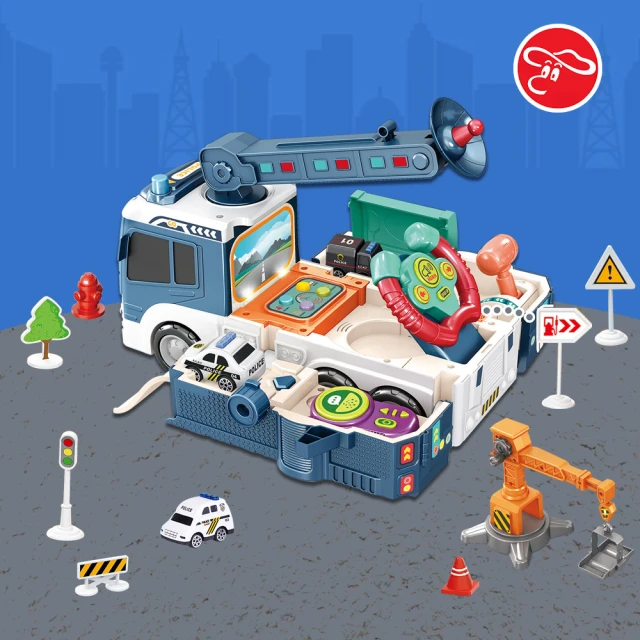 【瑪琍歐玩具】互動方向盤場景車警察系列/HS2072(簡易組裝設計)
