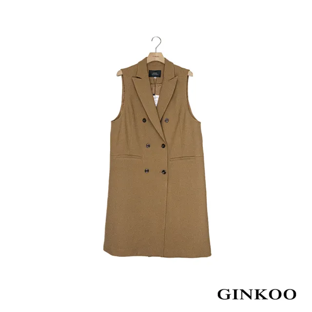 【GINKOO 俊克】長版西裝背心外套