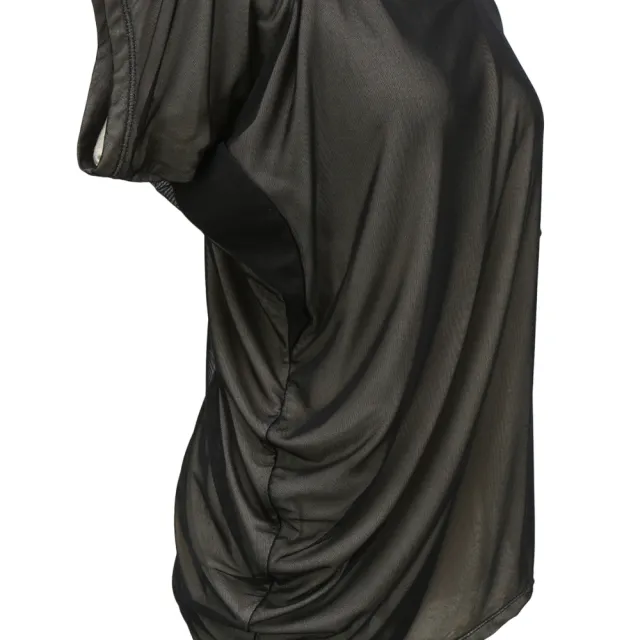 【ICHE 衣哲】Cop.Copine 法國原裝進口高彈網紗不對稱連袖造型上衣