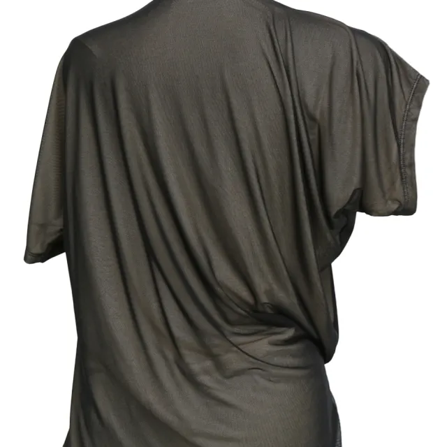 【ICHE 衣哲】Cop.Copine 法國原裝進口高彈網紗不對稱連袖造型上衣