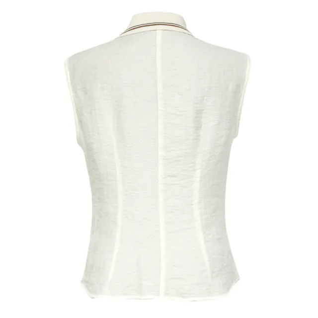 【ICHE 衣哲】Cop.Copine 法國原裝進口法式無袖翻領氣質襯衫-白