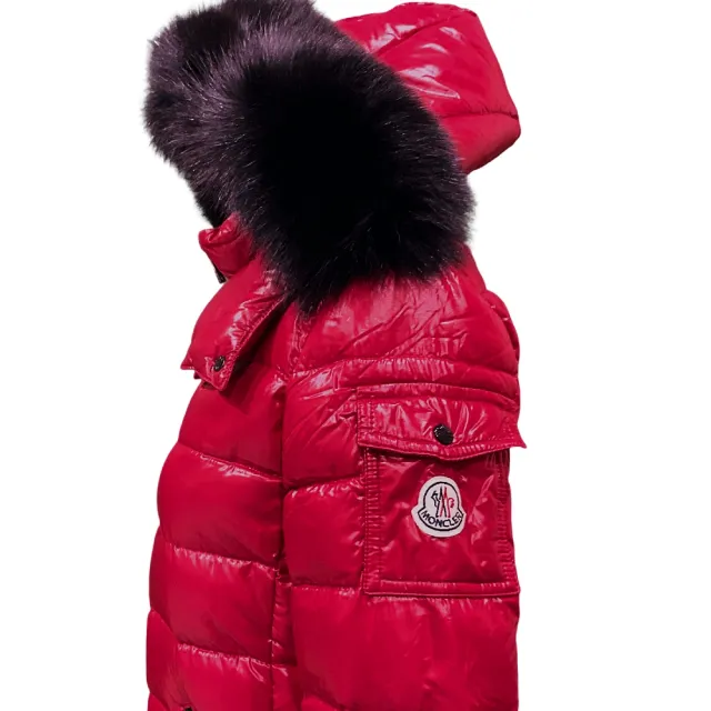 【MONCLER】女款 BADYFUR 連帽羽絨外套-紅色(0號USA-XS、1號USA-S)