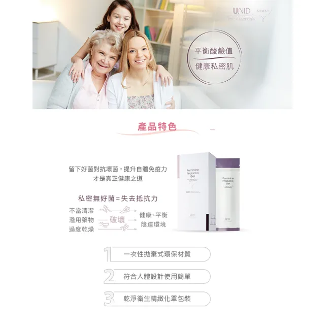 【UNID】私密舒緩緊緻凝膠 益菌舒 3ml 8入組(私密處保養保濕平衡調理)