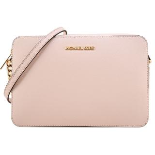【Michael Kors】Jet Set 防刮皮革方形斜揹包(粉)