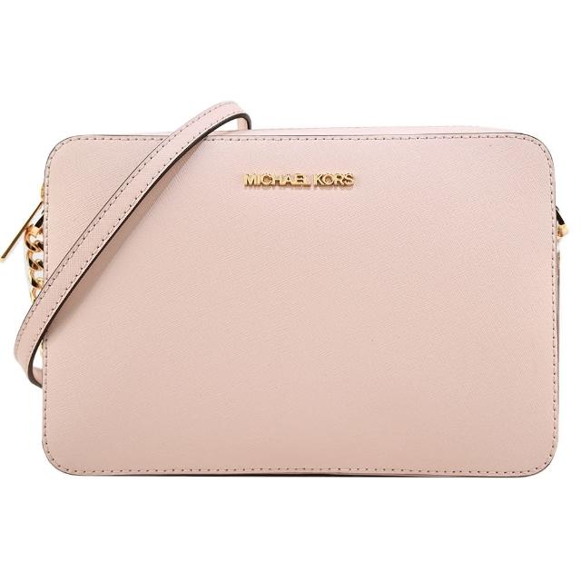 【Michael Kors】Jet Set 防刮皮革方形斜背包(粉)