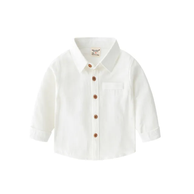 【Baby 童衣】素色男女童長袖襯衫 韓版兒童休閒襯衫 88970(共４色)