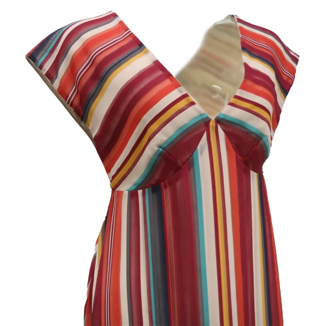 【ICHE 衣哲】Cop.Copine 法國原裝進口V領多彩條紋無袖洋裝