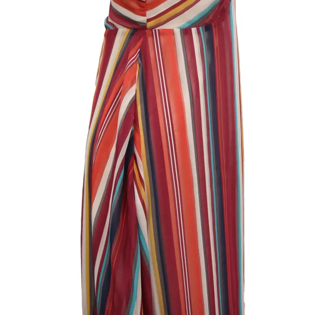 【ICHE 衣哲】Cop.Copine 法國原裝進口V領多彩條紋無袖洋裝