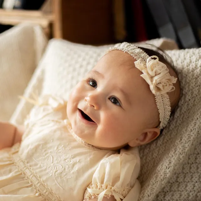 【Amorosa Mamma有機棉】日本製 有機棉 嬰兒髮帶(新生兒 玫瑰 髮飾)