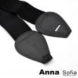 【AnnaSofia】彈性寬腰帶腰封皮帶-貝型車線飾(酷黑系)