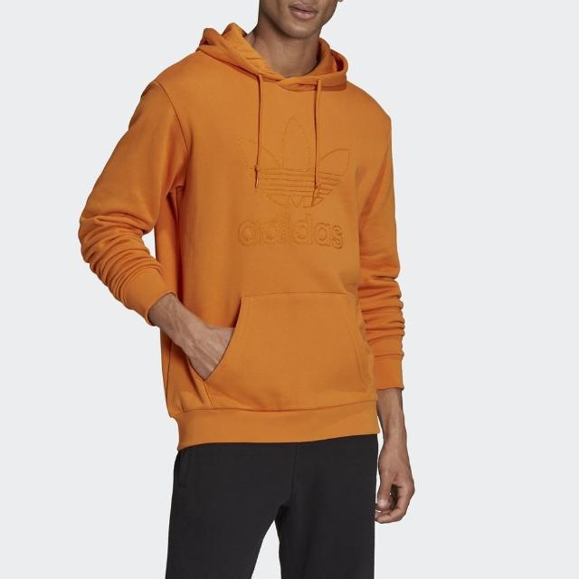 【adidas 愛迪達】Ts Hoody Q4 男 連帽上衣 舒適 柔軟 法國棉 經典 休閒 帽T 國際版 橘(H13503)